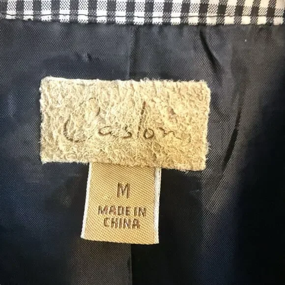 Women's Black White Gingham Rain Jacket Coat Size M - Picture 8 of 12